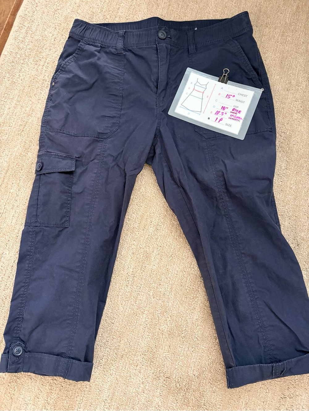 Chicos Navy Cargo Capris - Lightweight Casual Pants